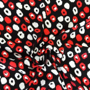 Tissu Viscose Imprimée Rouge, Noire et Blanche – Image 3