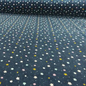 Tissu Velours "Nicky Flowers" Petites Fleurs sur fond marine – Image 2