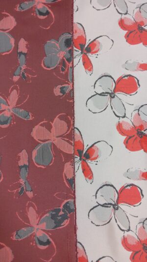 Tissu Polyester Fleurs sur fond perle – Image 2