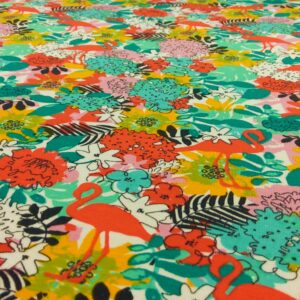 Tissu Jersey Coton "Tropical Flamingo" - Poppy – Image 2