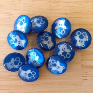 Boutons 14mm - Nounours - Bleu