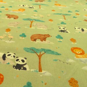 Tissu coton - Animaux sur fond vert - Poppy – Image 2