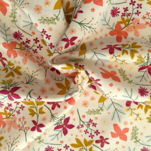 Tissu jersey - Fleurs sur fond blanc - Poppy