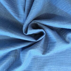 Tissu double gaze pailleté - Bleu