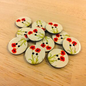 Boutons 20mm - Coquelicots sur fond écru – Image 2