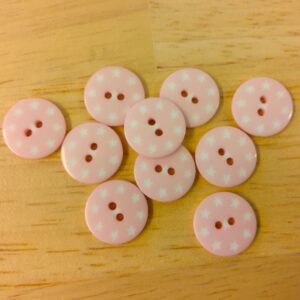 Boutons 15mm - Etoiles blanches sur fond rose pâle – Image 2