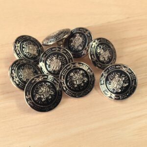 Boutons 15mm - Métal noir et argent