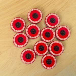 Boutons 20mm - Bordures blanches sur fond rouge – Image 2