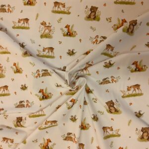 Tissu jersey - Animaux de la forêt sur fond blanc - Poppy