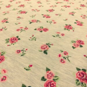 Tissu jersey - Fleurs sur fond naturel chiné Poppy – Image 2