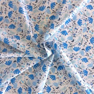 Tissu coton - Fleurs bleues - Katia