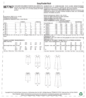 Patron Barboteuse et combinaisons pour enfant M7767 - McCall's – Image 2