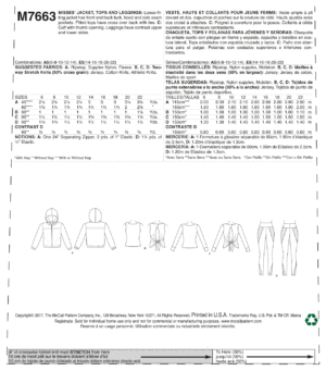 Patron Veste, Hauts et collants de sport M7663 - McCall'S – Image 2